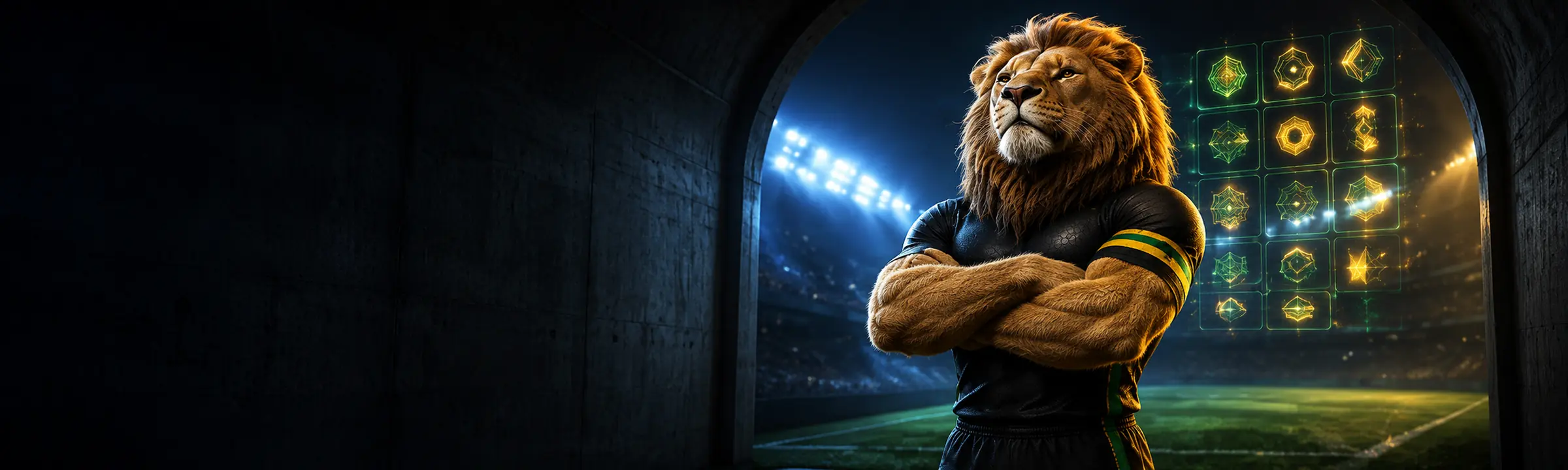 Maskot Zoccer casino na nocnym stadionie